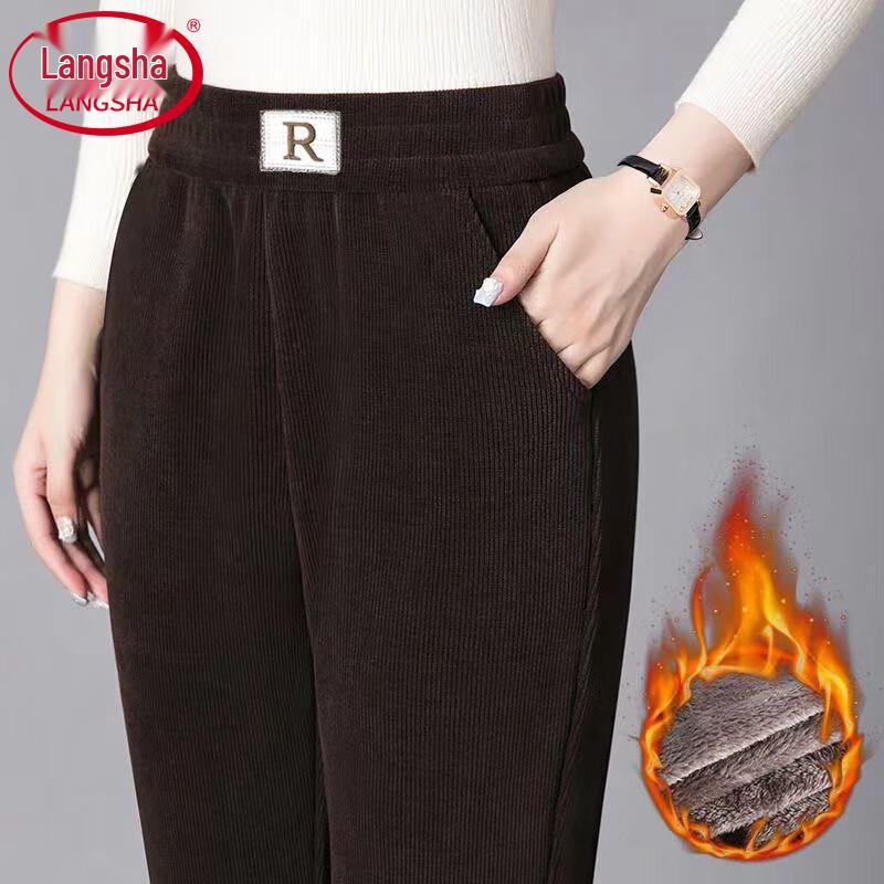 LANGSHA Women's Winter Plus-Velvet High-Waist Thermal Stirrup Harem Pants