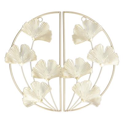 2 Pcs Ginkgo Leaf Decoration Modern Simple Nordic Style Metal Golden Ginkgo Leaf Wrought Iron Wall