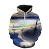 Mens Long Sleeve Hooded Sweatshirt With 3D Cloud Print Loose Fit Casual Pullover Fall