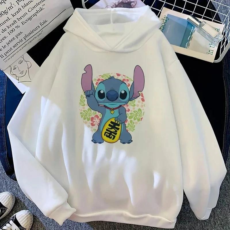 Stitch Angel Cartoon Print Children’s Hooded Sweatshirt Boy Girl Autumn Winter Daily Outdoor Casual Loose Warm Sportswear
