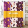 Purple Halloween-themed shower curtain set with candy corn design spooky and fun for your bathroom Great gift idea too #Hallow