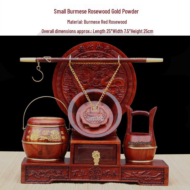 

Red Sandalwood Descendant Treasure Bucket Ornament Set - 3-Piece Wedding Gift