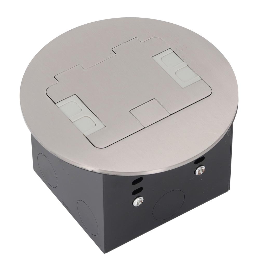 Bodeneinbaudose 20A Doppel 3-polige Standardsteckdosen Edelstahl Rund Elektrische Steckdose