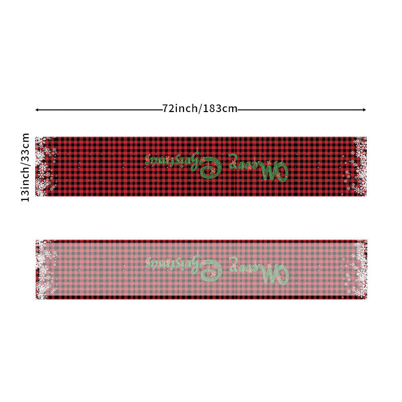 33*183cm Christmas Table Runner Set - Linen-Look Digital Print Holiday Decor for Dining Tables & Cabinets