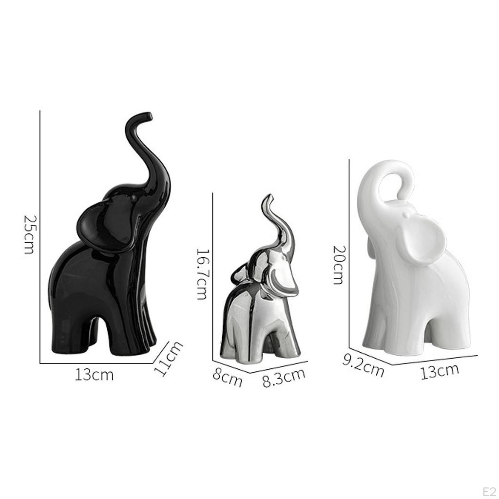 3 Pieces Elephant Sculptures Office Living Room Gift Home Decor Collectible Family