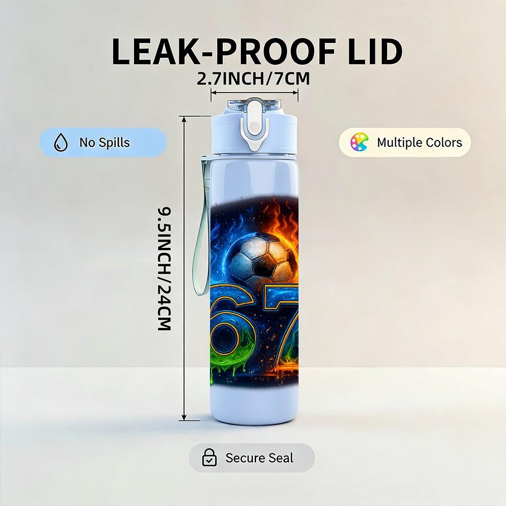 1PC Shiny Number Six Seven 750ml Color Plastic Sports Water Bottle Leakproof Flip Straw Lid Suitable for Sports Office Home Use