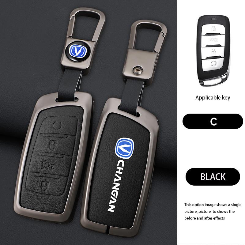 

Zinc Alloy Leather Car Remote Key Case Cover Shell Fob For Changan Hunter F70 Cs35 Cs75 Plus Cs85 Coupe Cs95 Protector Keychain