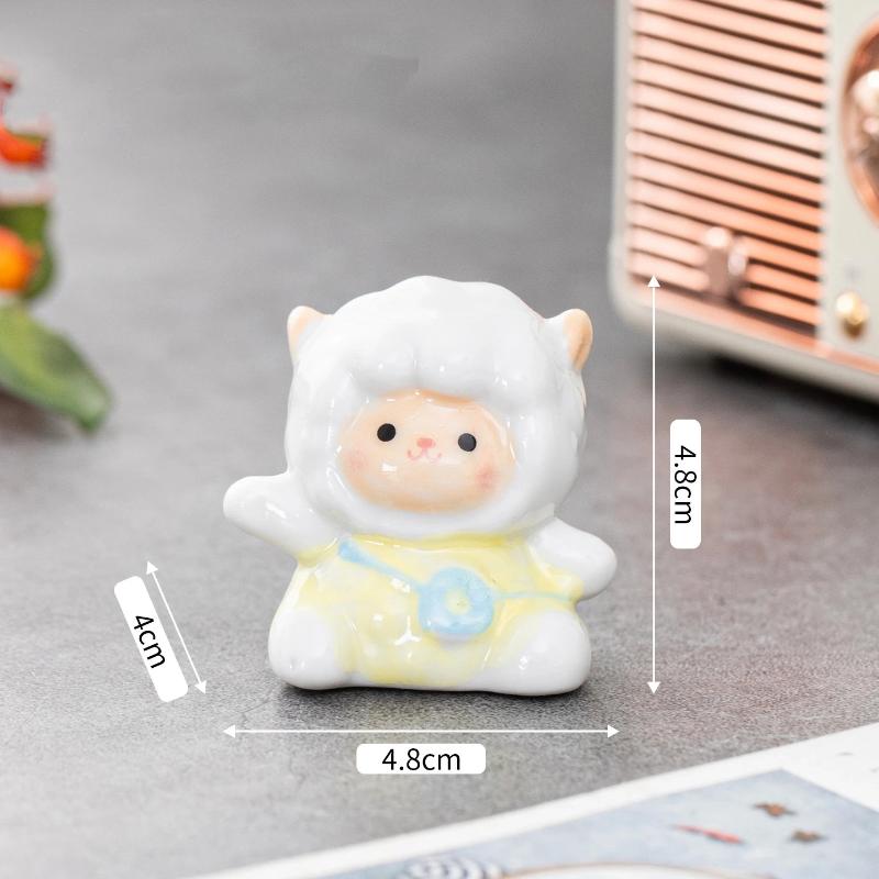 Mini Ceramic Sheep Figurines Adorable Cartoon Design Vibrant Colors For Home Desk Tea Table Decoration Small Gifts