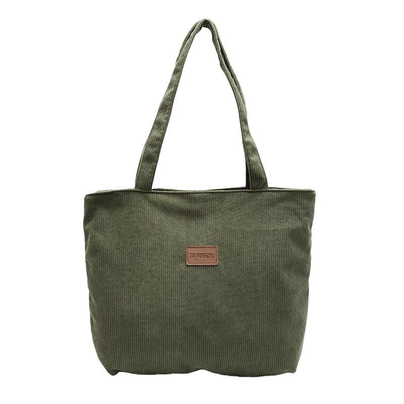 

Bags Women s New Corduroy Large Capacity Tote Fashionable Solid Color Portable Shoulder зелений