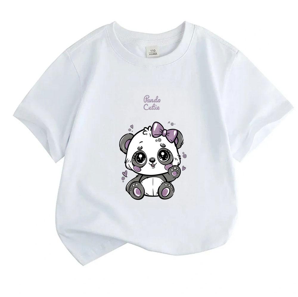 Kids Boys Girls Cute Panda Print T-Shirt, 100% Cotton Short