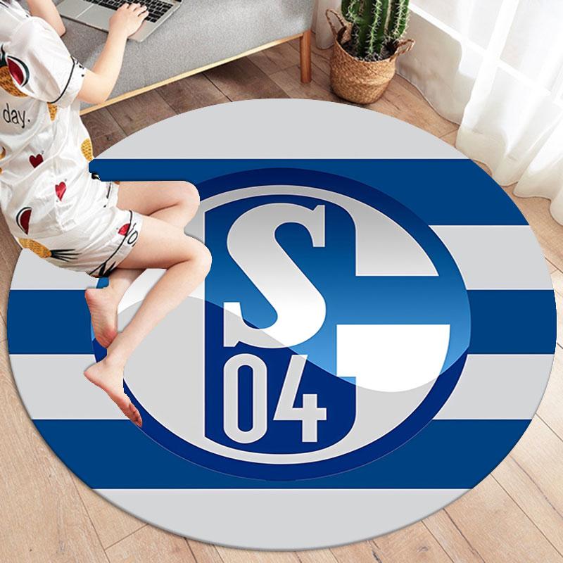 FC Schalke 04 Round Area Rug,Carpet Rug for Living Room Bedroom Sofa Playroom Decor,Non-slip Floor Mat