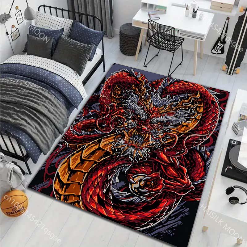1PC Red Dragon Majestic, Fierce Carpet for Living Room Bedroom Sofa Home Decor Rus Non-slip Floor Mat Luxury Gift Multiple Sizes