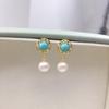Zhuji Vintage Court Turquoise Freshwater Pearl Earrings with Micro-Paved Zircon