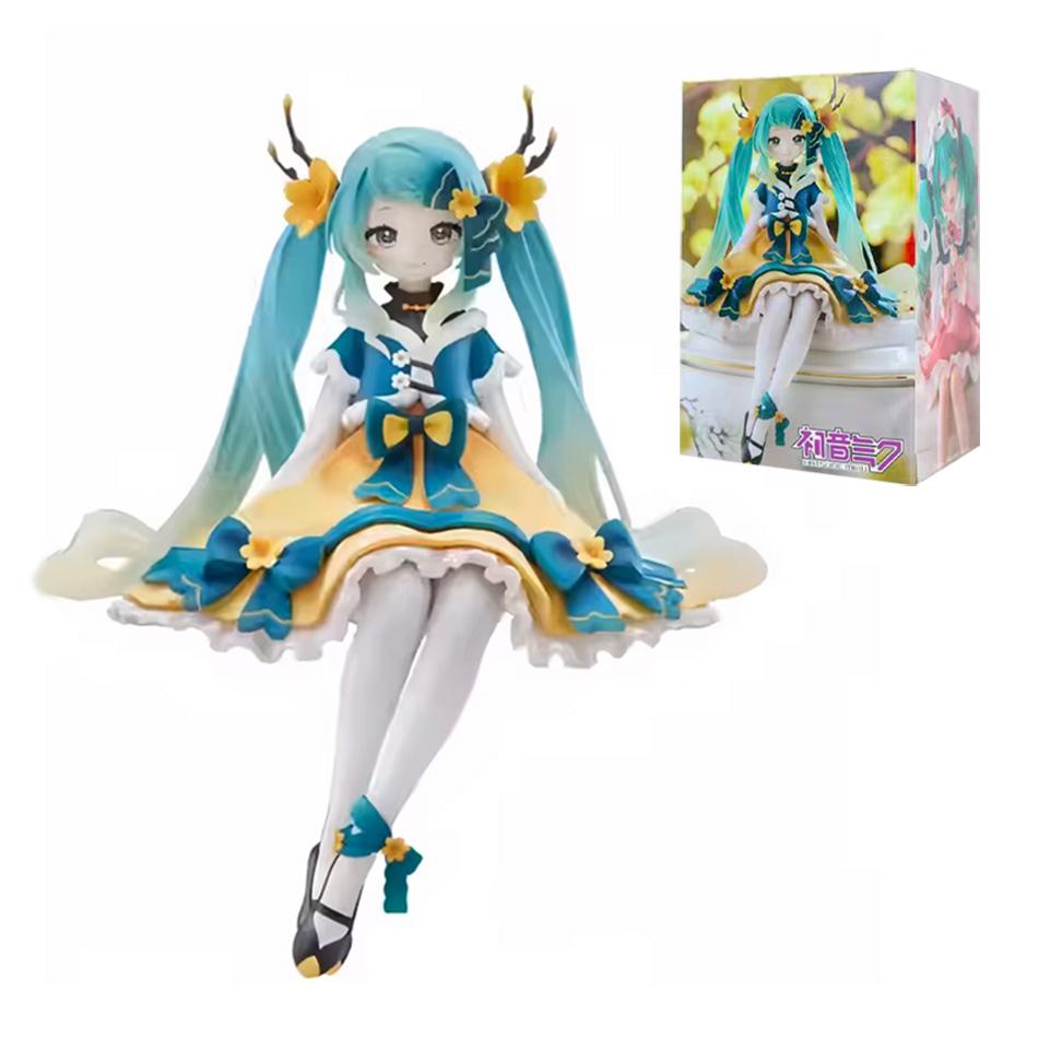 Original Genuine Model FuRyu Noodle Stopper Hatsune Miku 14cm Flower Fairy Anemone Figure Anime Figurine Collections Toys Gifts