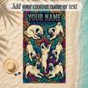 Pug Theme Soft Beach Towel Personalized Custom Name Text Towel Portable for Beach Pool Travel