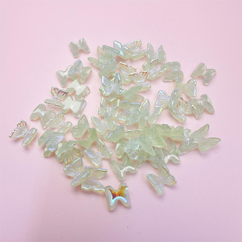 100Pcs 6mm AB Nail Art  Handmade No Holes Butterfly Shape Resion Beads Spacer Beads Loose DIY For Jewelry Makeing Charms Colour