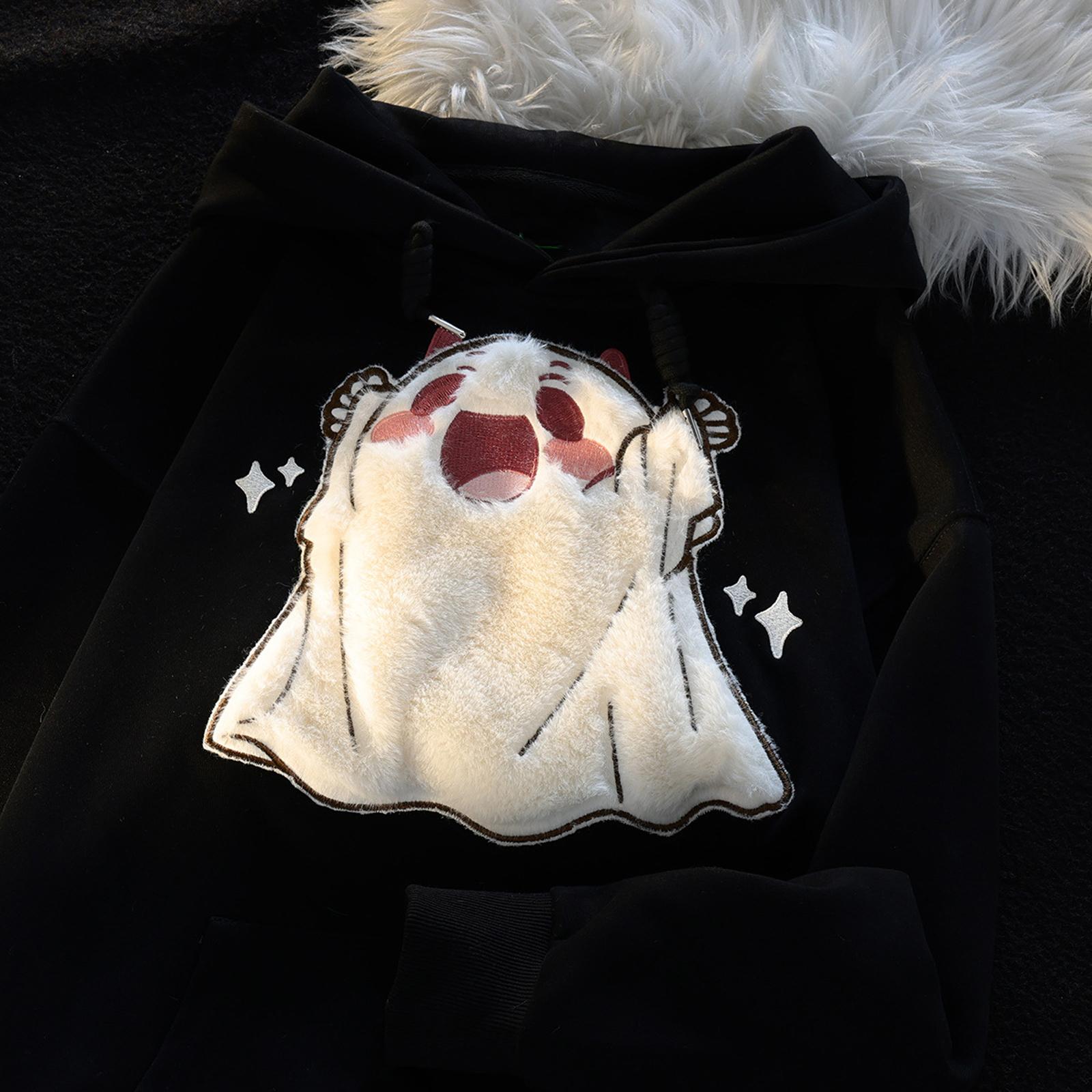 

Женская модная повседневная толстовка с длинным рукавом и круглым вырезом, пуловер, топ с карманами L чёрный