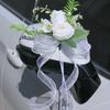 Elegant Blue Bridal Car Mirror Plant Ornament Synthetic Cloth Arrangement For Outdoor Wedding Event