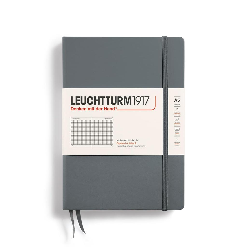 Leuchtturm A5 Grid Anthracite Notebook 344783 Officially Imported