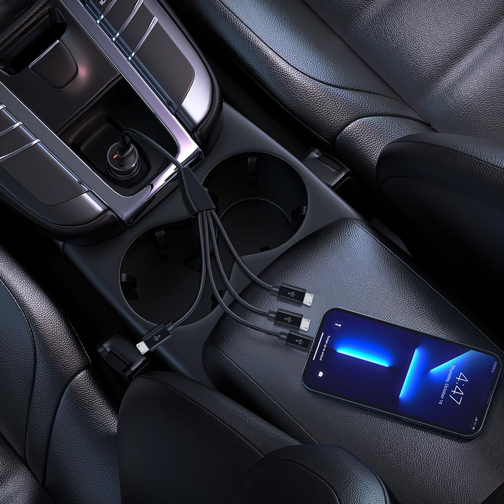 Herfair Micro USB Splitter USB Charging USB Micro Wire Lead Type A Male To 4 Micro USB Male Adapter Cable for Data Cable, 4-in-1 Multi-Micro Cord,