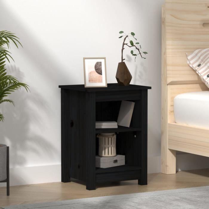VidaXL Table de chevet Noir 40x35x55 cm Bois de pin solide 820964