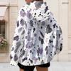 Women Plus Size Long Sleeve Drawstring Zip Up Geometric Printed Hoodie With Pockets
