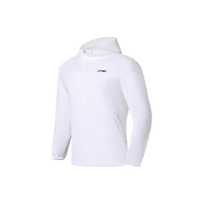 Li-Ning Running Series Logo Solid Color Packable Hooded Sports Jacket Men Outerwear Standard-White AFDS365-1