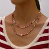 Bohemian Multilayer Handmade Beads Chain Fashion Necklaces Oil Heart Cross Pendant Jewelry For Women Accessories X0189