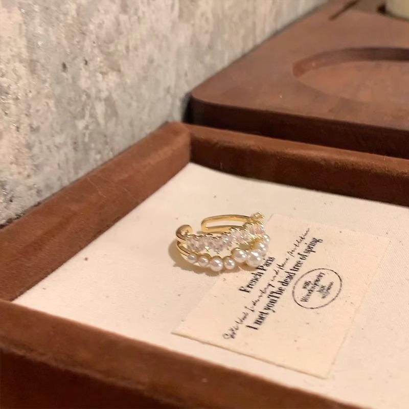 Bagues Coréennes Fausse Perle de Cristal pour Femmes Élégantes Irrégulières Ouvertes Bagues de Doigt Déclaration de Mode Accessoires de Bijoux de Fête Cadeaux