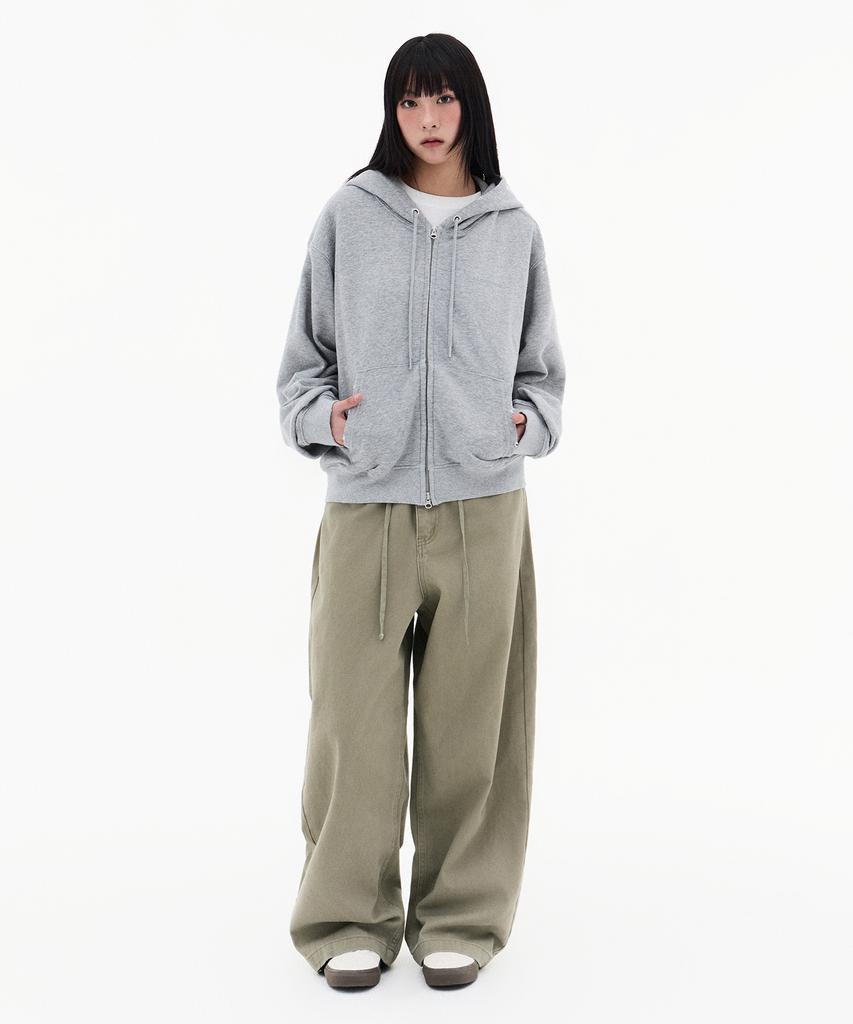 Filluminate Damaged Semi-Crop Zip-Up Hoodie - 3 Colors