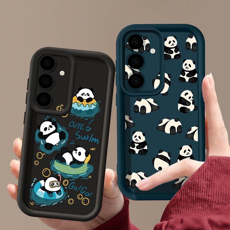 Lovely Baby Panda Print Case For Samsung S26 S25 Ultra S24 S23 S22 Plus S21 FE A15 A16 A17 A35 A36 A37 A54 A55 A56 A57 5G Shockproof Bumper Cover