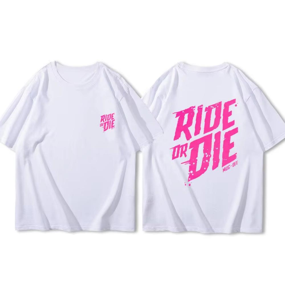 Spring and Summer New Mens and Womens New Cycling Wear Bike Ride or Die Printed Cotton Casual Short Sleeved Round Neck Tshirt