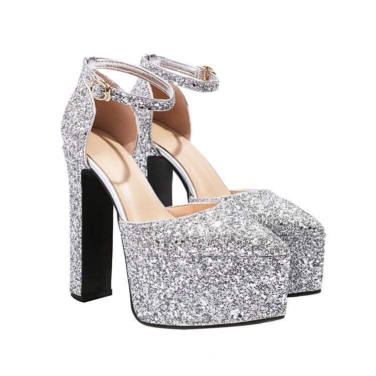 Brand Design Shiny Silver Red Women 'S Sandals New Sexy 15 .5cm High Heel Bridal Wedding Party Nightclub Women Shoes Size 43