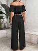 2026 Women's Off-Shoulder Ruffle Crop Top and Wide-Leg Pants Set