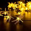 Solarbetriebene Libellen-Lichterkette, 8 Modi, Wasserdichte LED-Lichterkette mit Automatischer Ein-/Ausschaltung, Outdoor-Dekoration für Garten, Terrasse, Baum, für Hochzeit, Weihnachten
