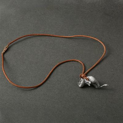 Vintage Necklace Silver Color Jewelry Choker Sad Hanging Cat Shape Necklace Couple Necklace Animal