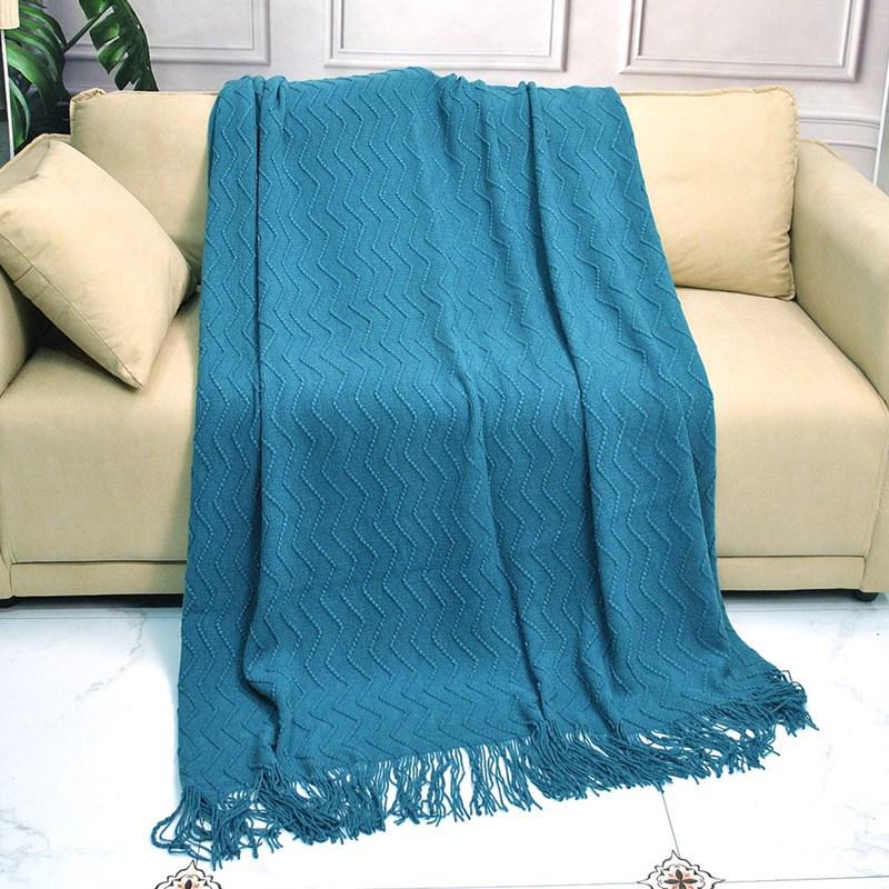 Nordic Solid Color Knitted Throw Blanket - Soft, Luxury Tassel Design for Baby, Home, Office, or Nap.