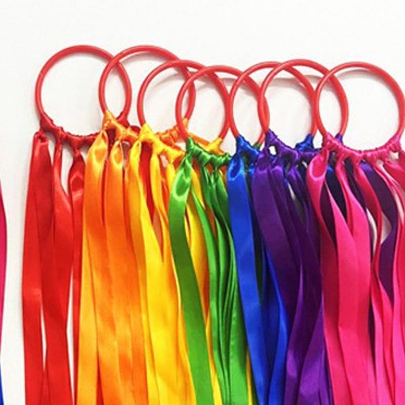 Colorful Ribbon Streamers Wristbands Gymnastics Ballet Streamers Twirling Rings For Sports Event and Dance Performances