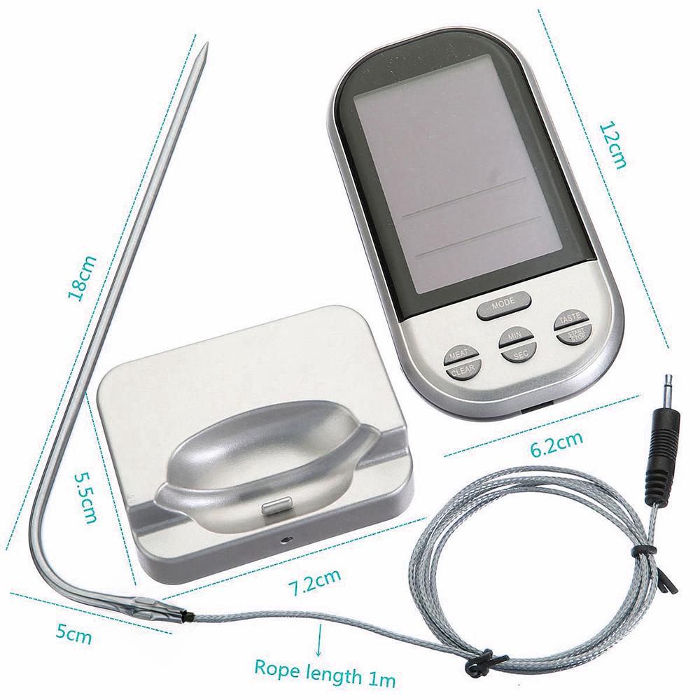 Trådlös Digital Mattermometer Timer Larm Kött Grilltermometer Sond Biff BBQ Temperaturmätare