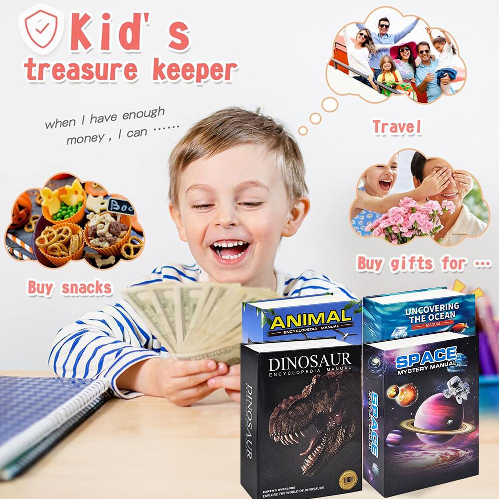 Nowy sejf w kształcie książki z zamkiem szyfrowym – Ukryta skarbonka i tajny schowek dla dzieci, Idealny prezent urodzinowy i świąteczny