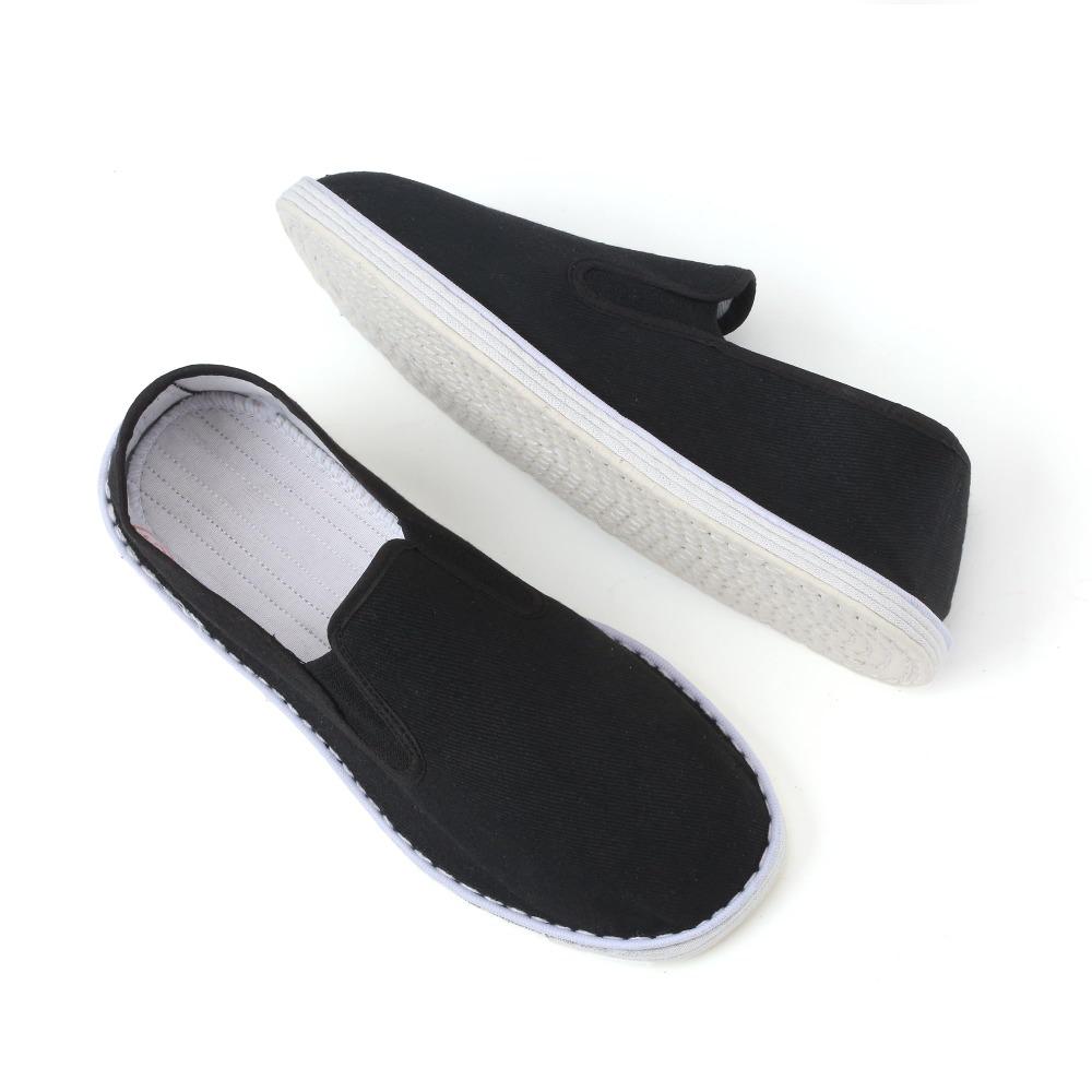 Fashion Men's Casual Work Shoes Black Hand-made Multi-layer Cloth Sole Kung Fu Tai Chi Martial Arts Training Kung Fu Sports Sneakers