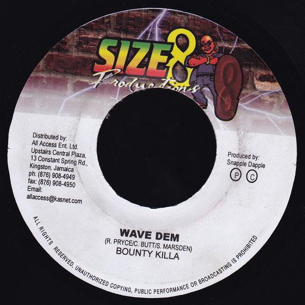 

7inch Record BOUNTY KILLER - Wave Dem none Size 8 Producti 2002 Jamaica Reggae, Ska & Dub Used