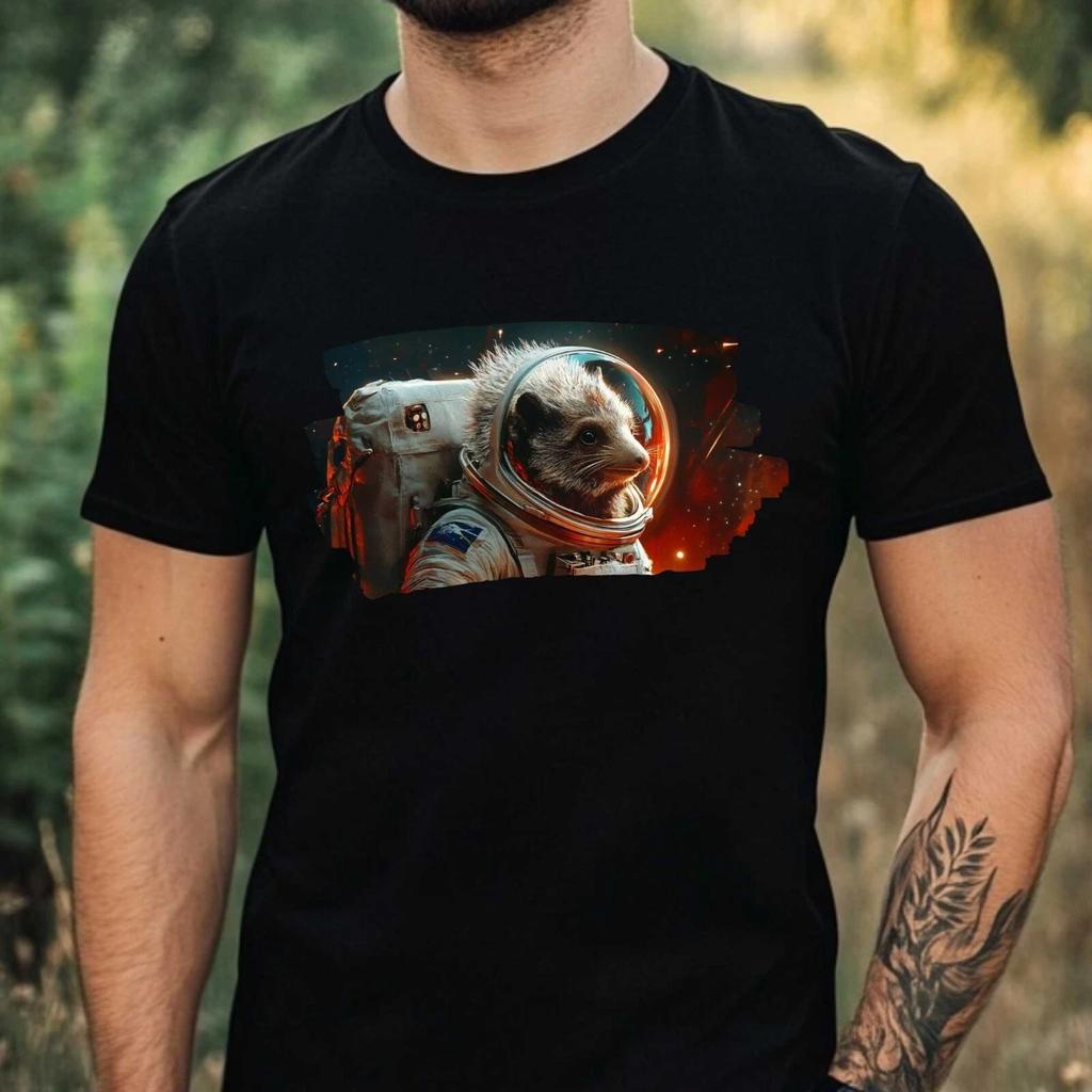 T-Shirt Herren Stachelschwein als Astronaut Motiv Baumwolle Größe XS bis 5XL
