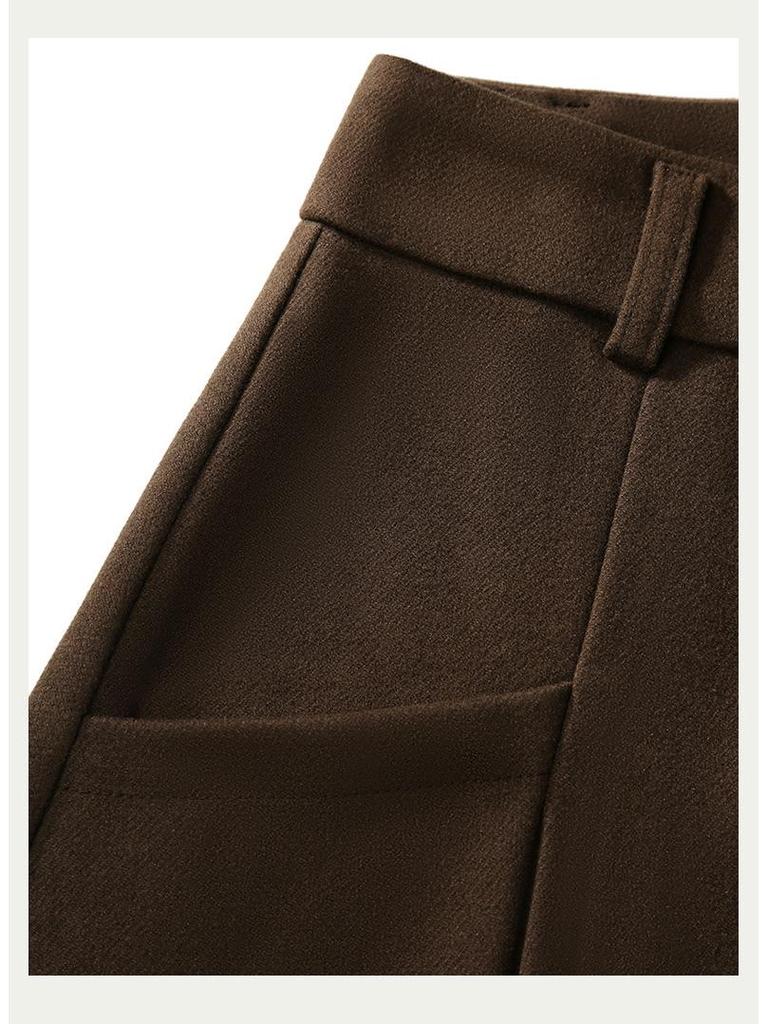 High Waist Woolen A-Line Pleated Skirt for Women - Autumn/Winter 2025
