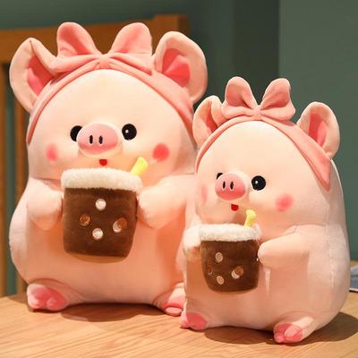Cross-Border Cute Pink Pig Milk Tea Plush Doll Pillow Gift