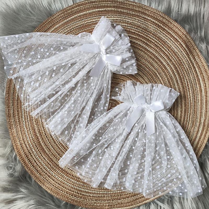 Pearl Decor Bridal Fake Cuff Short Lace Fingerless Gloves White Tulle Wedding Sleeves for Women Party Costume Accessory