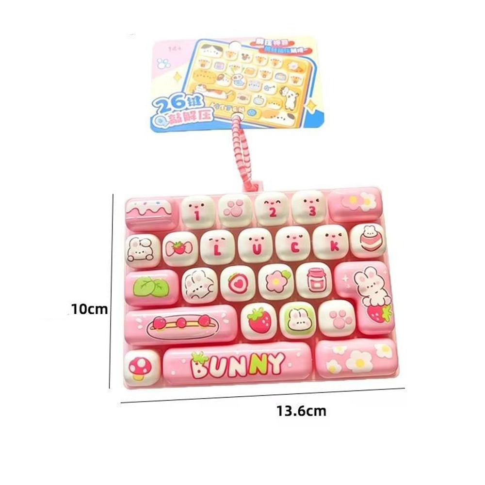 Funny 26 Key Keyboard Keycap Keychain Fidget Squeeze Stress Anxiety Relief Decompression Sensory Bag Charm Party Gift For Adult