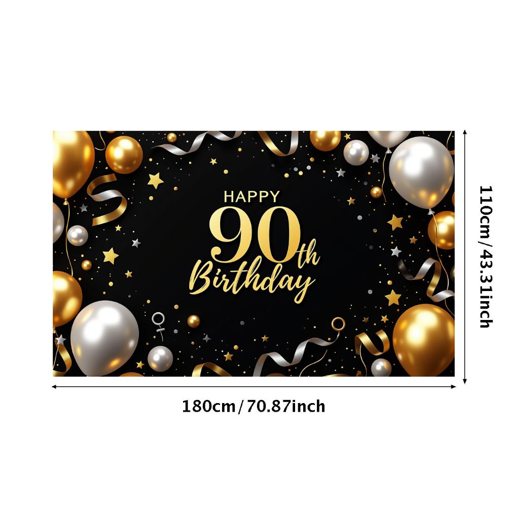 90. Geburtstag Banner Goldener Ballon Happy Birthday Party Dekoration Kulisse Jubiläumsfeier Fotografie Hintergrund Requisite