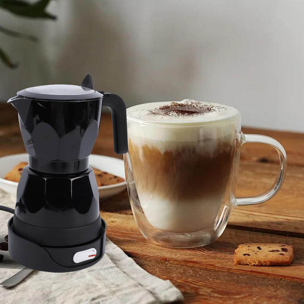 Electric Coffee Maker 3 Cup Aluminum Octagonal Electric Mocha Pot for Home Travel
