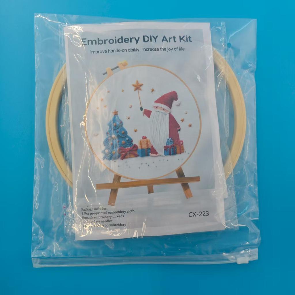 1set Christmas Embroidery KIT Santa Claus Gift Embroidery Material English Needle Method DIY Embroidery Handmade Fabric Material Package Kit